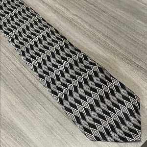 Umberto Bossi Men’s Silk Tie Black and Silver Tie